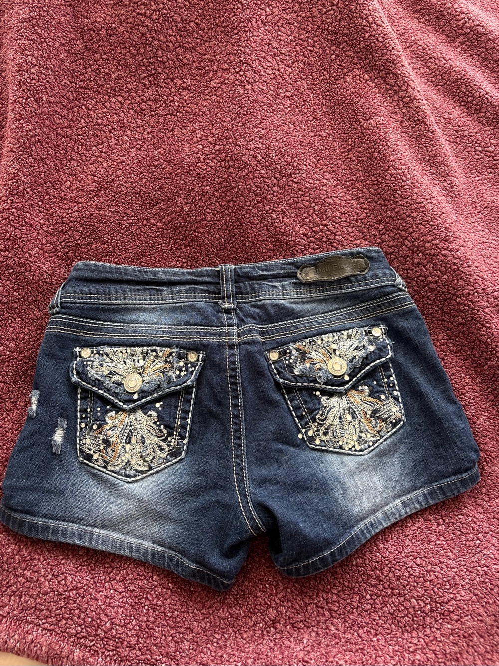 Wallflower Dark Wash Embellished Denim Shorts